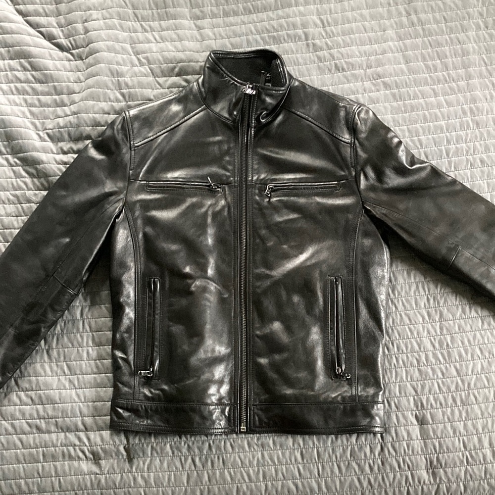 MICHAEL Michael Kors Black Leather Racer Jacket